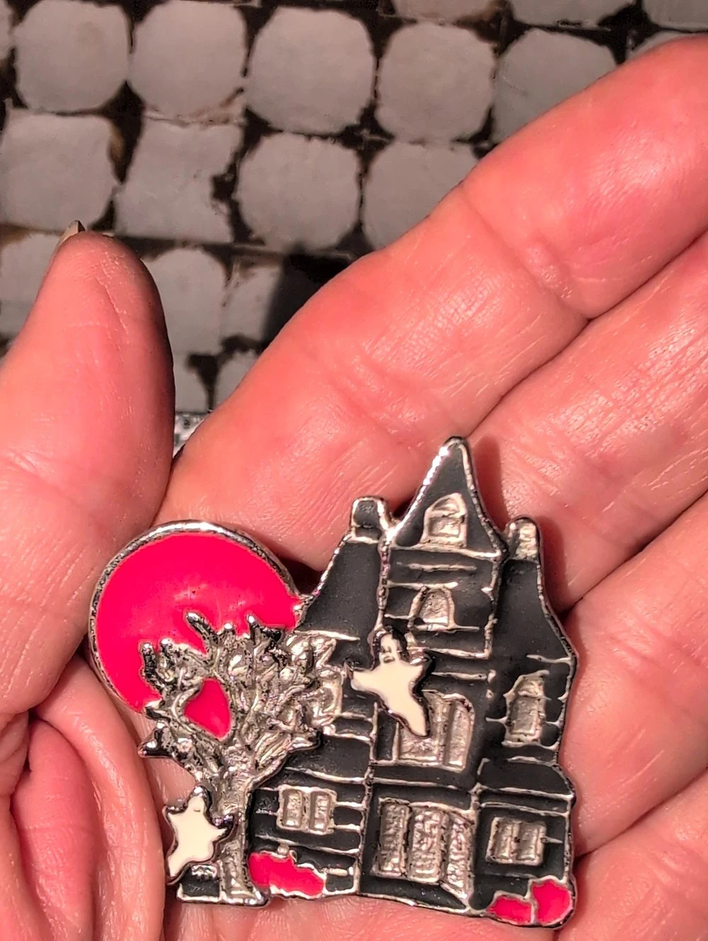 Black & Red Castle Brooch